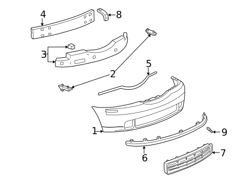 Bumper & Components - Front for 2000 Lincoln LS #0