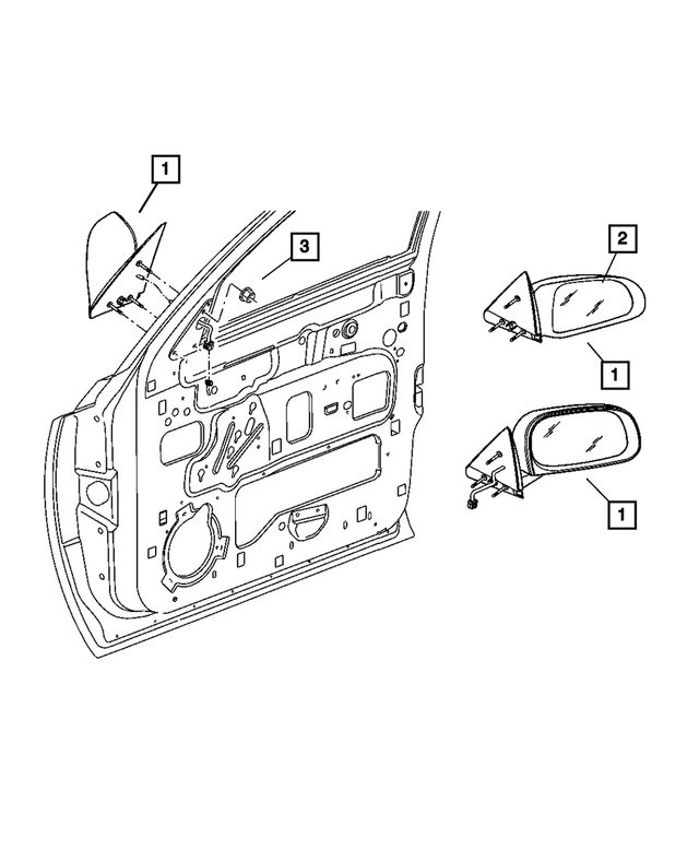 55112640AD - Doors, Door Mirrors and Related Parts: Outside Rearview Mirror, Right for Mopar Image