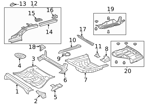 Rear Floor & Rails for 2018 Lexus ES350 #0
