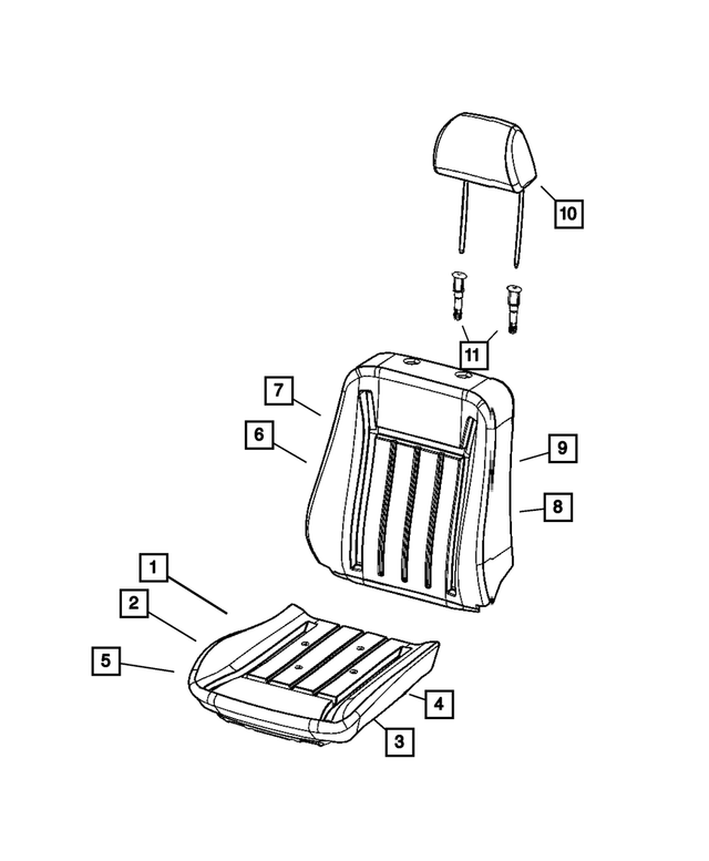 1AN961D1AA - : Front Seat Cushion Cover, Right for Mopar Image