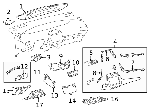 Instrument Panel Components for 2019 Toyota Prius AWD-e #0