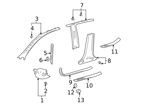 Interior Trim - Pillars for 1999 Lexus ES300 #0