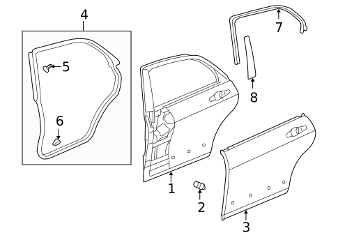 Door & Components for 2005 Honda Accord #3