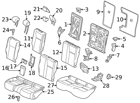 Rear Seat Components for 2016 Mercedes-Benz CLA 45 AMG&reg; #1