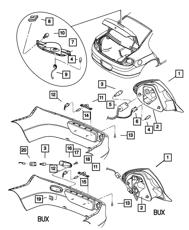 5303543AD - Electrical: Tail Stop Turn Lamp, Left for Mopar Image