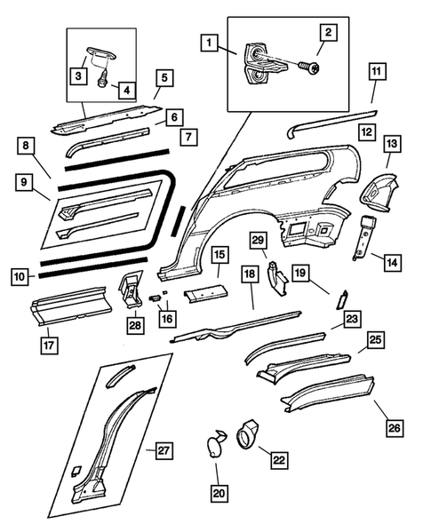 Quarter Panel and Pillars for 2005 Chrysler Town & Country #0