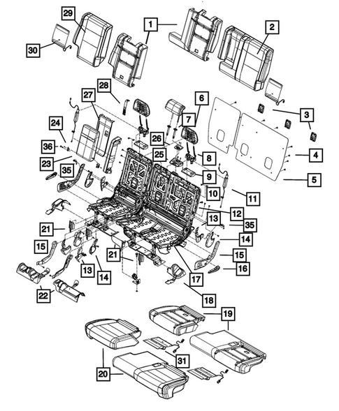 Rear Seats - Second Row for 2011 Jeep Grand Cherokee #2