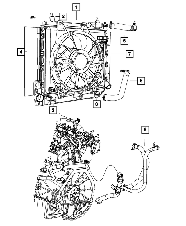« 5278200AC –  : Radiateur Isolateur, Supérieur pour Mopar Image »