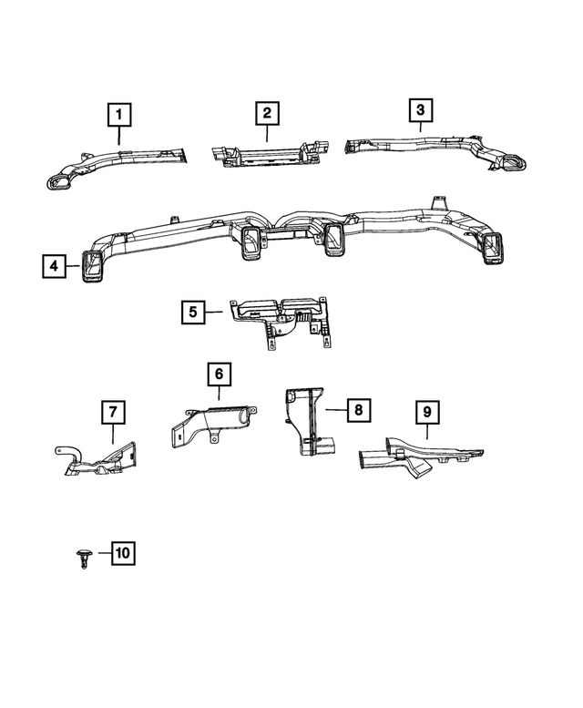 68462932AA - Air Conditioners and Heaters: Defroster Duct for Mopar Image