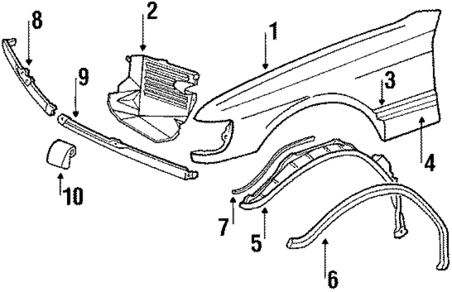 1268811901 - Body: Fender for Mercedes-Benz Image