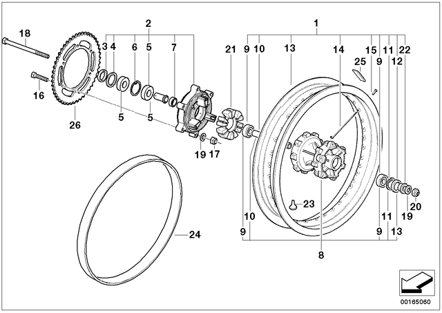 36317696784 - : Wheel Rim Rear for BMW-Motorrad Image