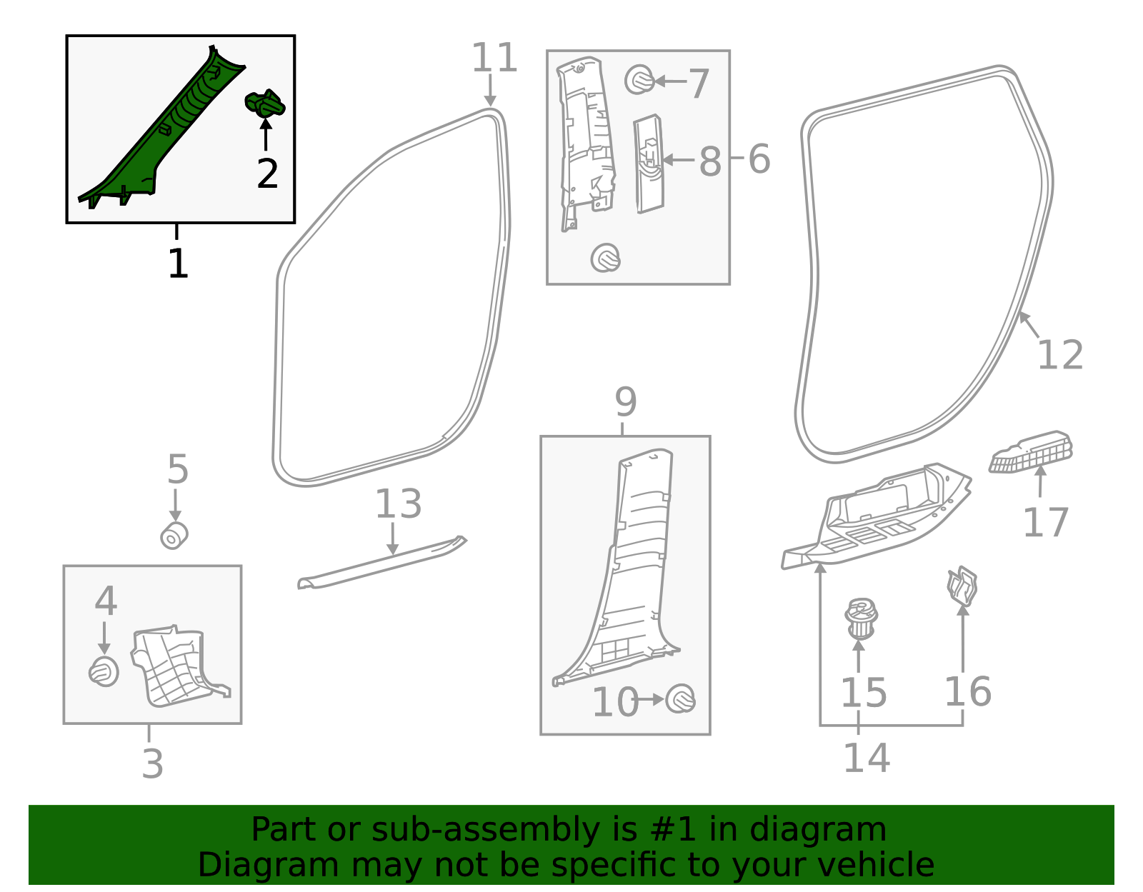 2020-2025 Toyota Highlander Windshield Pillar Trim 62210-0E120-B1