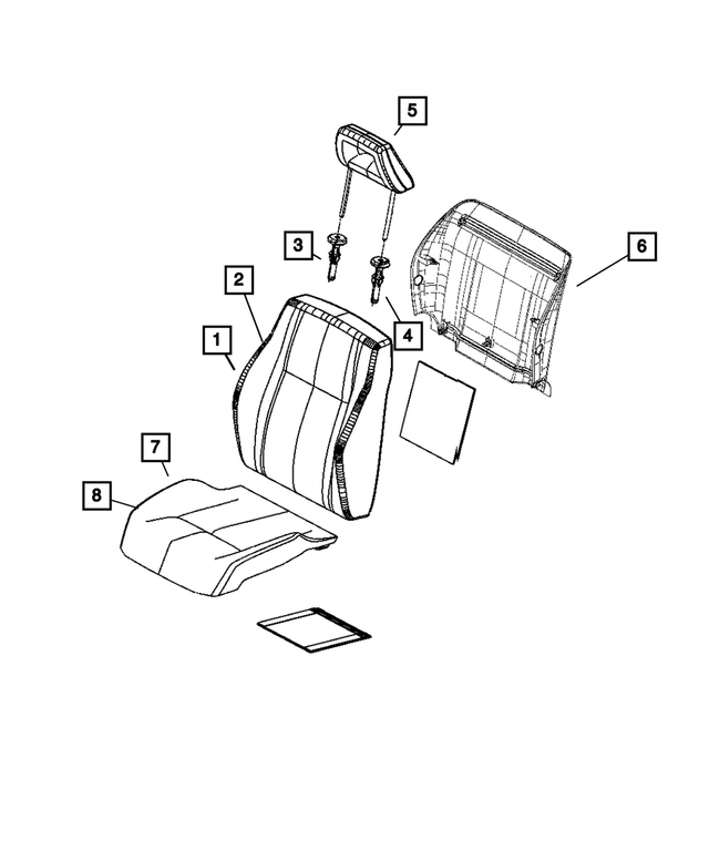1LZ36DK7AA - Interior Trim: Front Seat Back Cover, Right for Mopar Image
