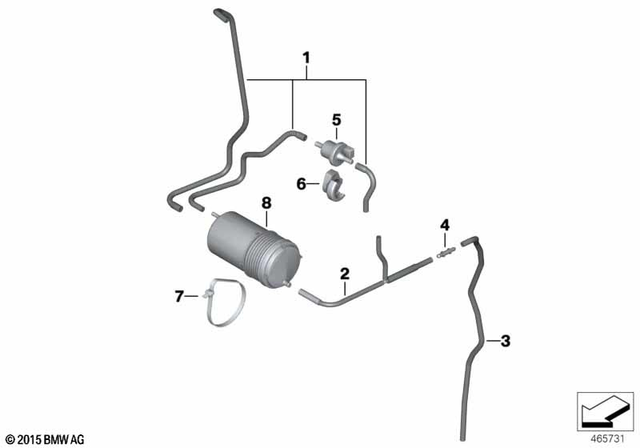 16138548312 - Fuel Supply: Set, Tank Evap Line -  for BMW-Motorrad Image