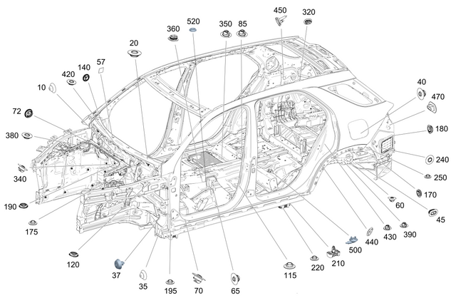 1679981201 - Body Shell: Feed-Through Grommet for Mercedes-Benz: GLE350, GLE450, GLE450e, GLE53 AMG, GLE580, GLE63 AMG S, GLS450, GLS580, GLS63 AMG Image image