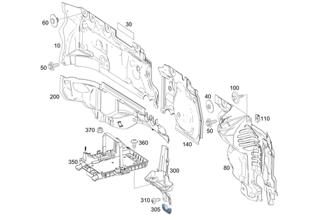 Engine Compartment Partition Panel, Wheelhouse Attachment Parts for 2020 Mercedes-Benz A35 AMG #0