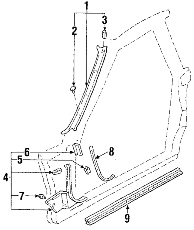 F32Z6151752A - Body: Windshield Pillar Trim for Ford: Probe Image