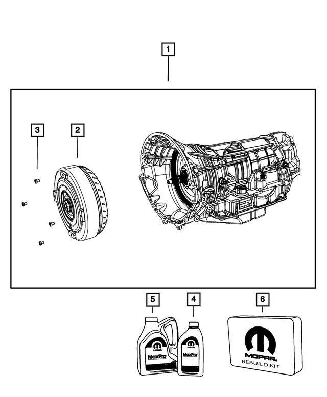 R5156100AC - 545RFE; 5-Speed; Automatic Transmission: With Torque Converter Transmission Kit for Mopar Image