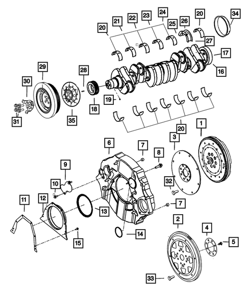 Crankshaft, Piston, Drive Plate, Flywheel, and Damper for 2008 Dodge Ram 3500 #0