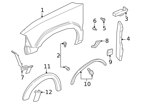 Exterior Trim - Fender for 1999 Oldsmobile Bravada #0