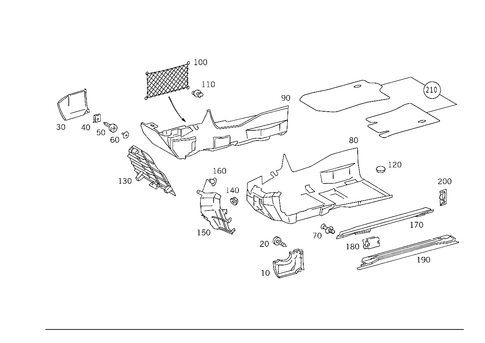 Front Panel Pillar Panelling, Lining on Floor and in Rear Compartment for 1996 Mercedes-Benz SL320 #0