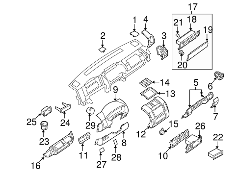 小物 neme Instrument Panel Components for 2005 Nissan Frontier | OEM