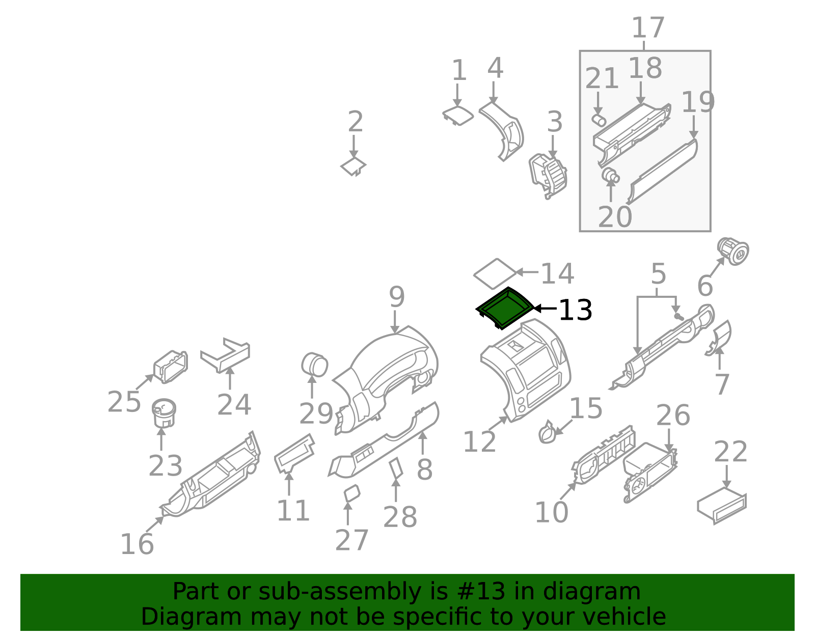 68252-ZS40C - Instrument Panel Storage Compartment 2005-2017