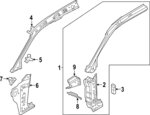 80F809202STL - Body: Hinge Pillar Reinforced for Audi: Q5 Sportback, SQ5 Sportback Image