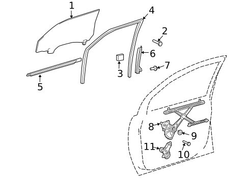 Glass - Front Door for 2005 Toyota Sienna #0