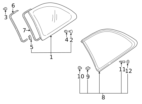 Glass & Hardware for 1996 Subaru Impreza #0