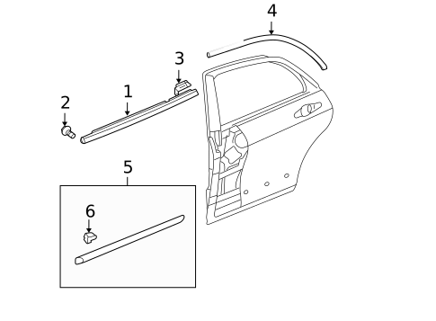 Exterior Trim - Rear Door for 2005 Honda Accord #1