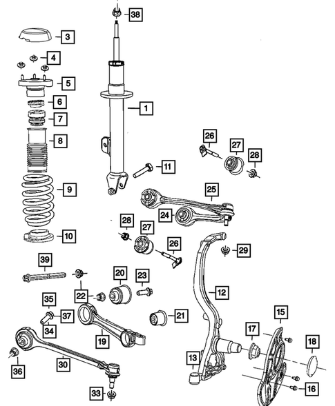 Front Suspension, Strut and Cradle for 2014 Dodge Charger #0