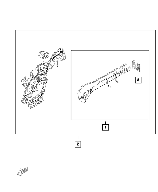 68314160AA - Frame, Bumper and Fascia: Frame Rear Rail, Right for Mopar Image