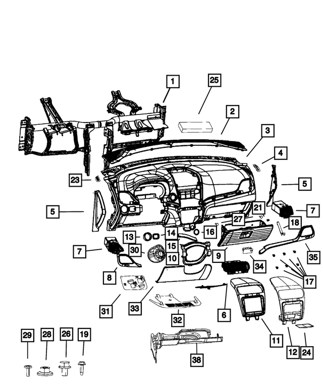1RQ87DX9AB - Interior Trim: Instrument Panel Closeout Panel, Left for Mopar Image
