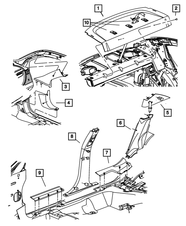 « XQ59DW1AF – Interior Trim : Garnissage De Pare-brise Moulure, Côté Gauche pour Mopar Image »