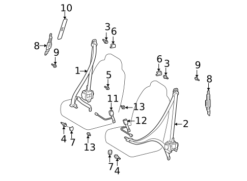 Front Seat Belts for 2003 Toyota Prius #0