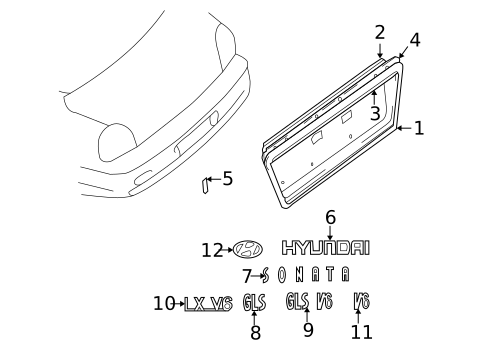 Exterior Trim - Trunk for 2003 Hyundai Sonata #0