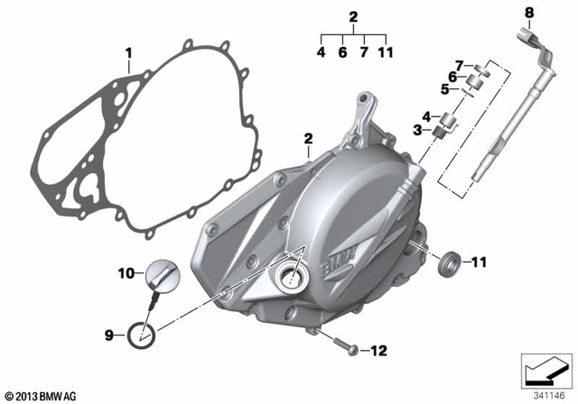 11148524166 - : Engine Housing Cover, Black, Left for BMW-Motorrad Image