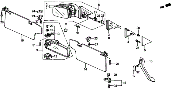 Interior Accessories - Door Mirror for 1988 Honda CRX #0