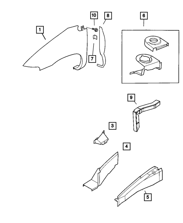 4860530AB - Body Sheet Metal Except Doors: Front Side Rail To Sill Reinforcement, Right for Mopar Image image