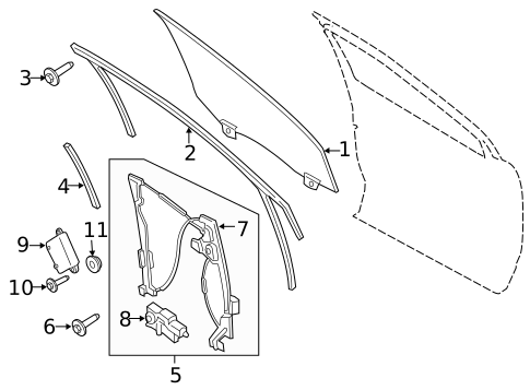 Glass - Front Door for 2018 Lincoln MKX #0
