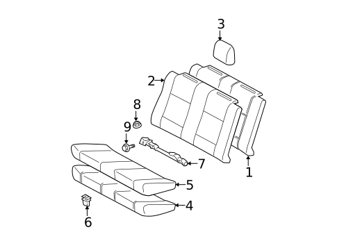 Rear Seat Components for 2005 Toyota Solara #1