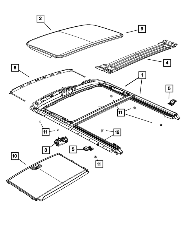 1DP18DW1AB - Body Sheet Metal Except Doors: Sunroof Sunshade for Mopar Image