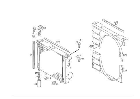 Radiator, Mounting, and Covering for 1993 Mercedes-Benz 500E #0