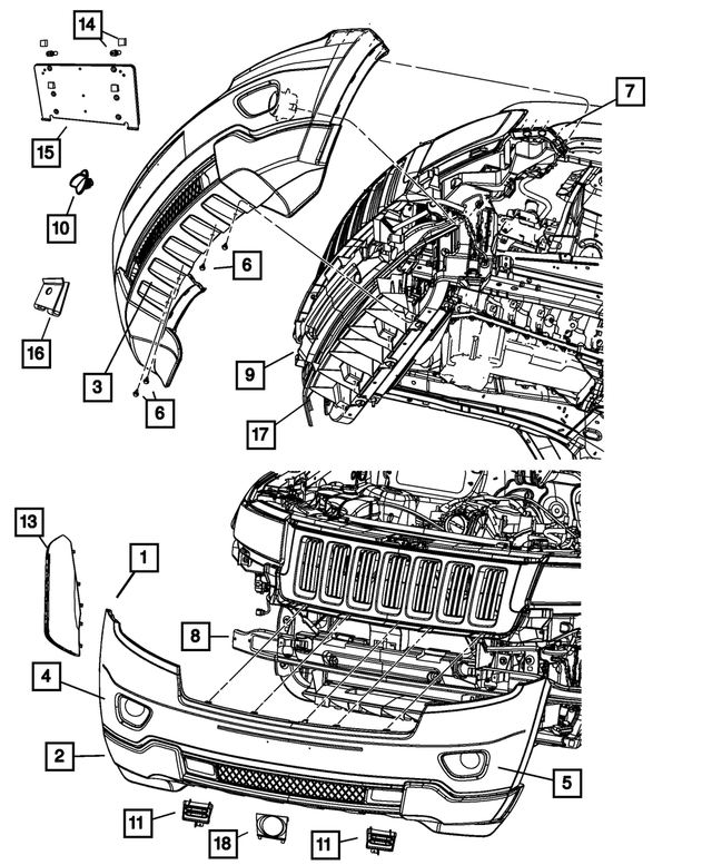 68078269AA - Frame, Bumper and Fascia: Front Upper Fascia for Mopar Image