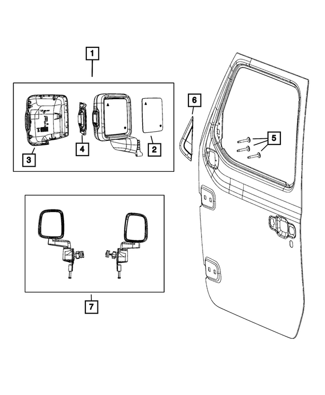 7GE09SSEAC - Doors, Door Mirrors and Related Parts: Outside Rearview Mirror, Left for Jeep: Gladiator, Wrangler Image
