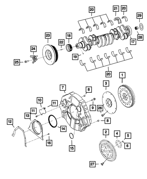 Crankshaft, Piston, Drive Plate, Flywheel, and Damper for 2009 Dodge Ram 3500 #1