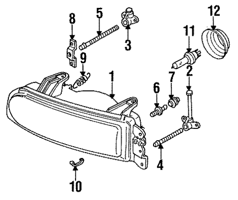 Headlamp Components for 1993 Isuzu Stylus #0