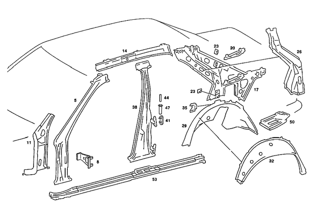 2016300711 - Side Panels: Pillar for Mercedes-Benz: 190, 190D, 190E Image image