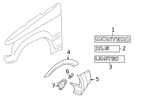 Exterior Trim - Fender for 2002 Mitsubishi Montero #0